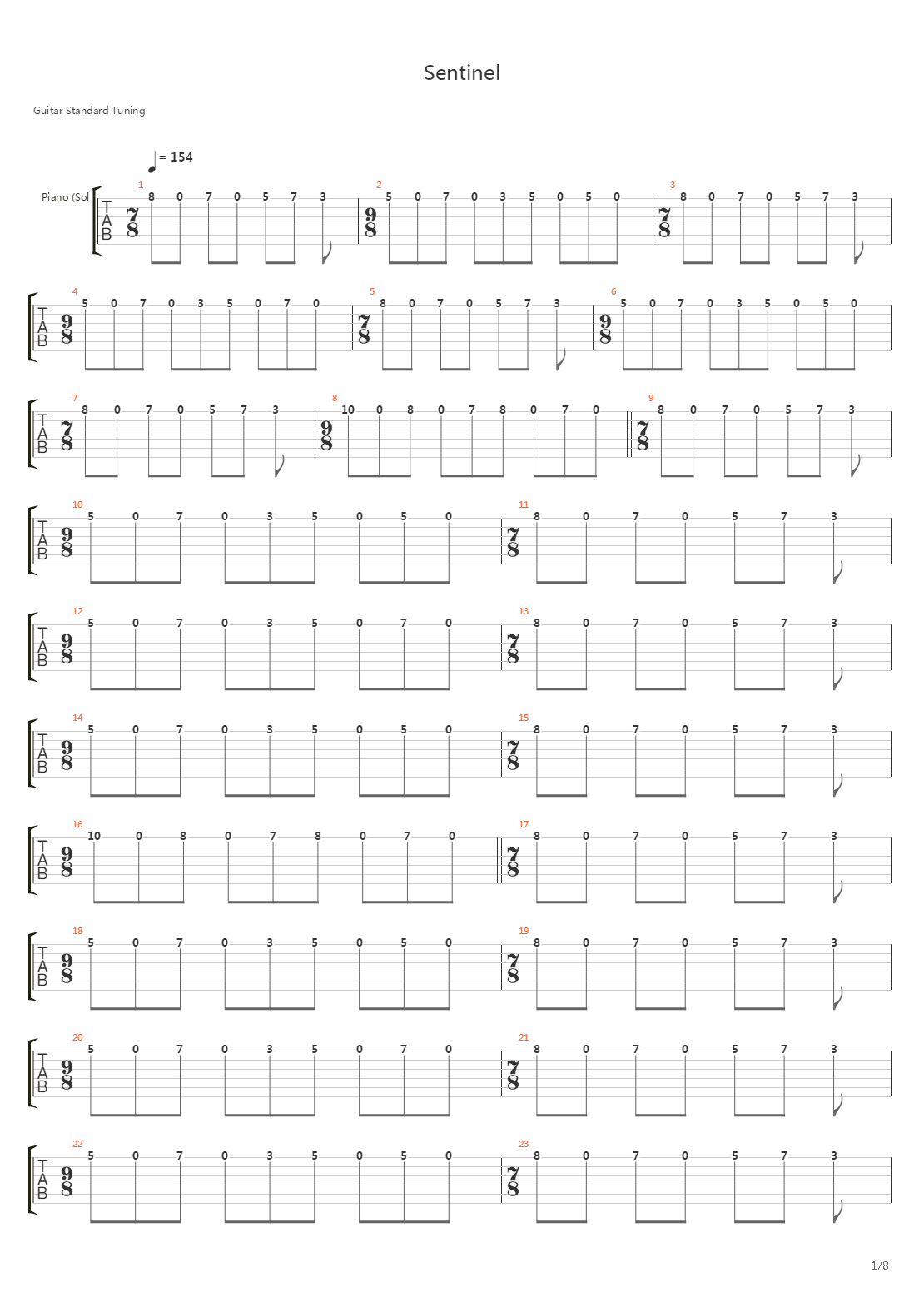 Sentinel吉他谱