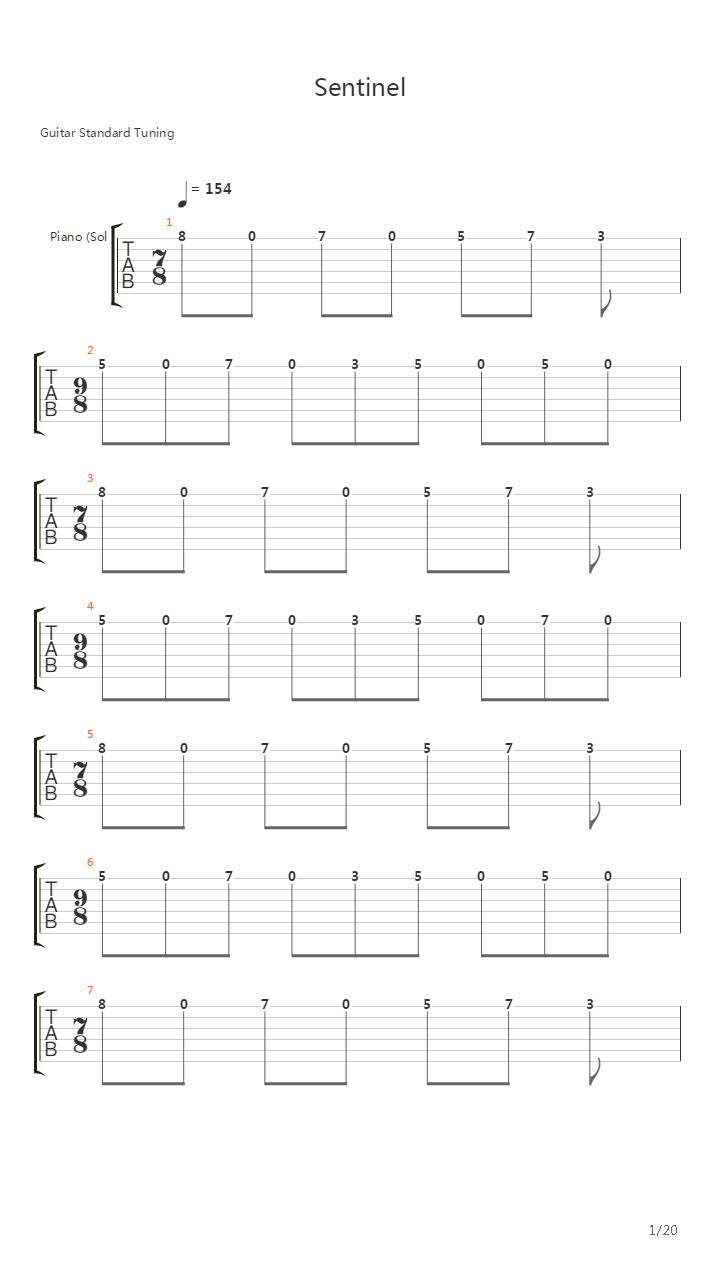 Sentinel吉他谱