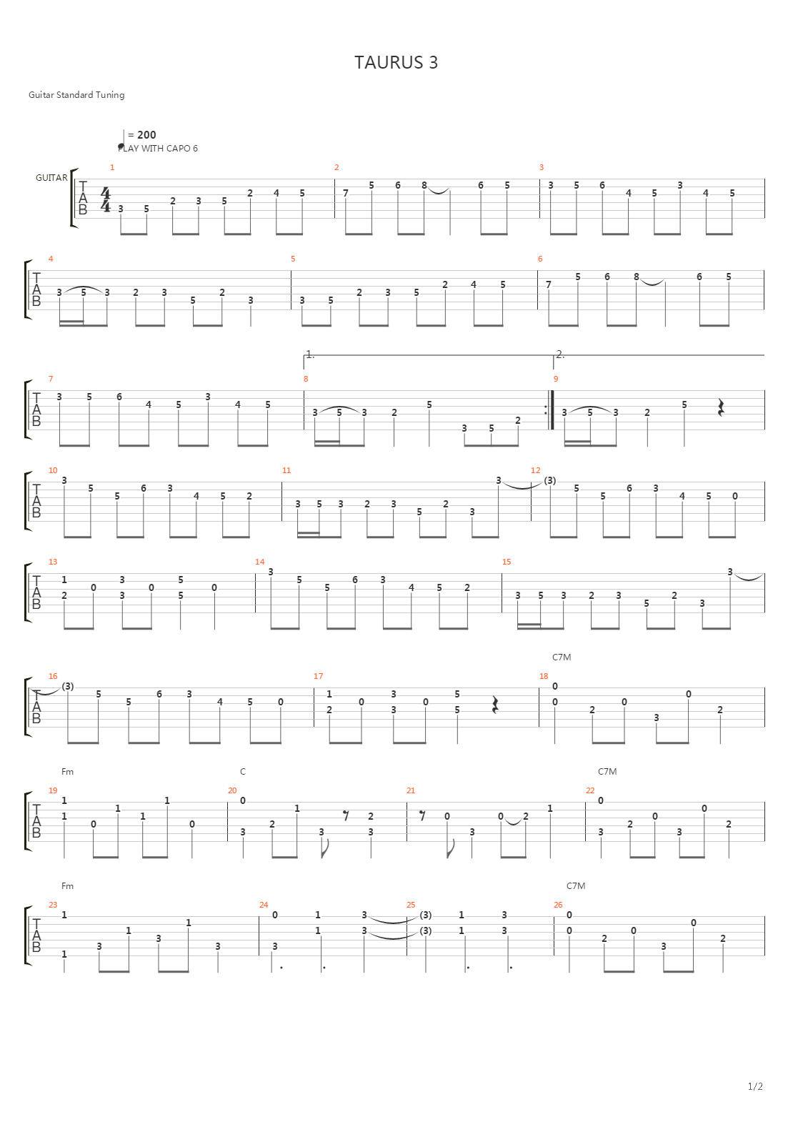 Taurus 3吉他谱