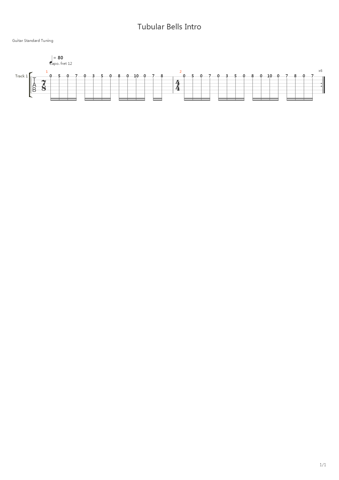 Tubular Bells吉他谱