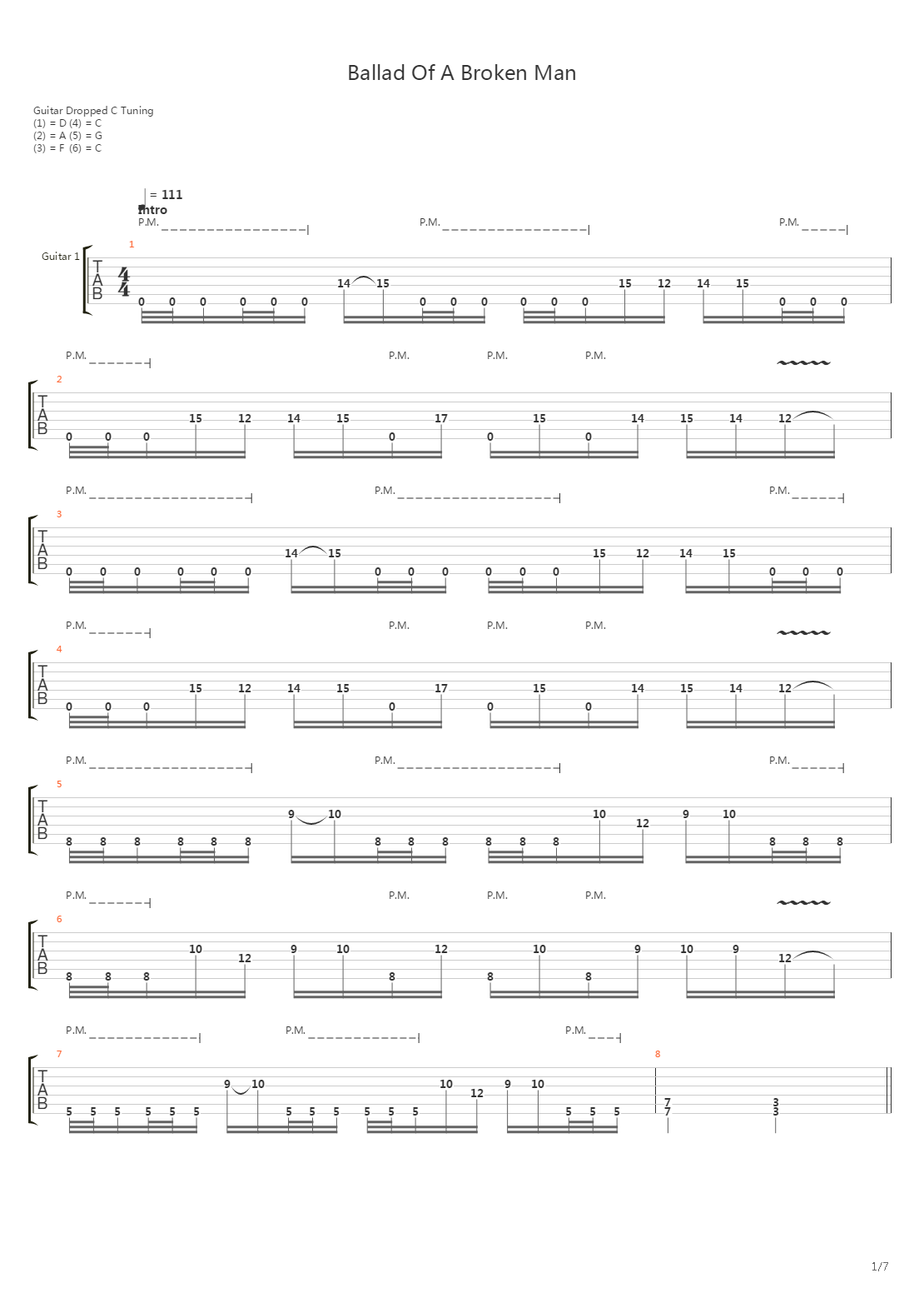 Ballad Of A Broken Man吉他谱