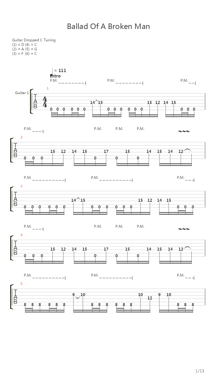 Ballad Of A Broken Man吉他谱