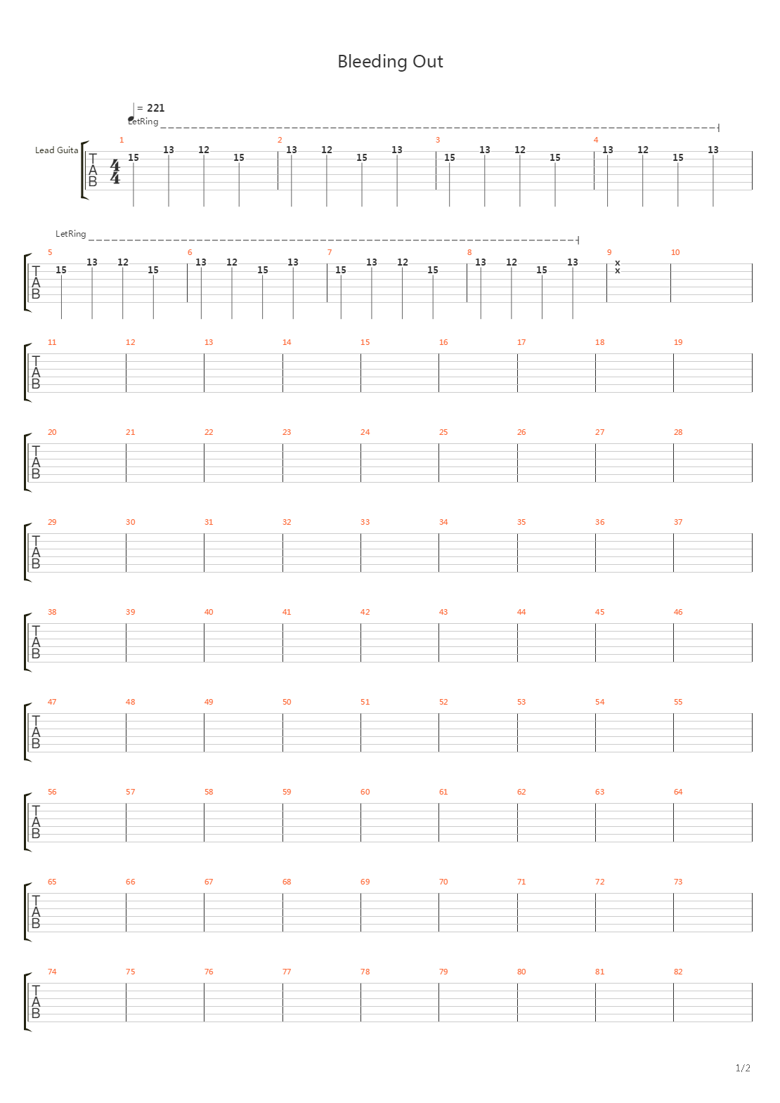 Bleeding Out吉他谱