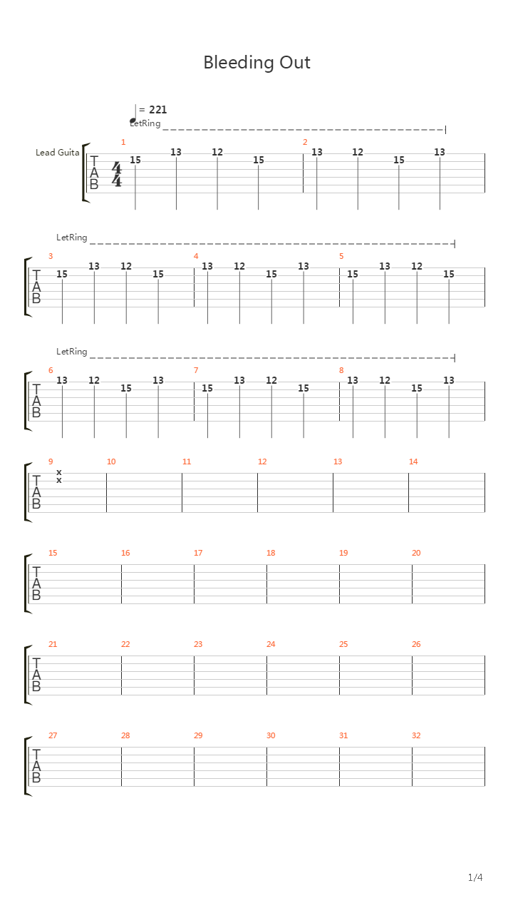 Bleeding Out吉他谱
