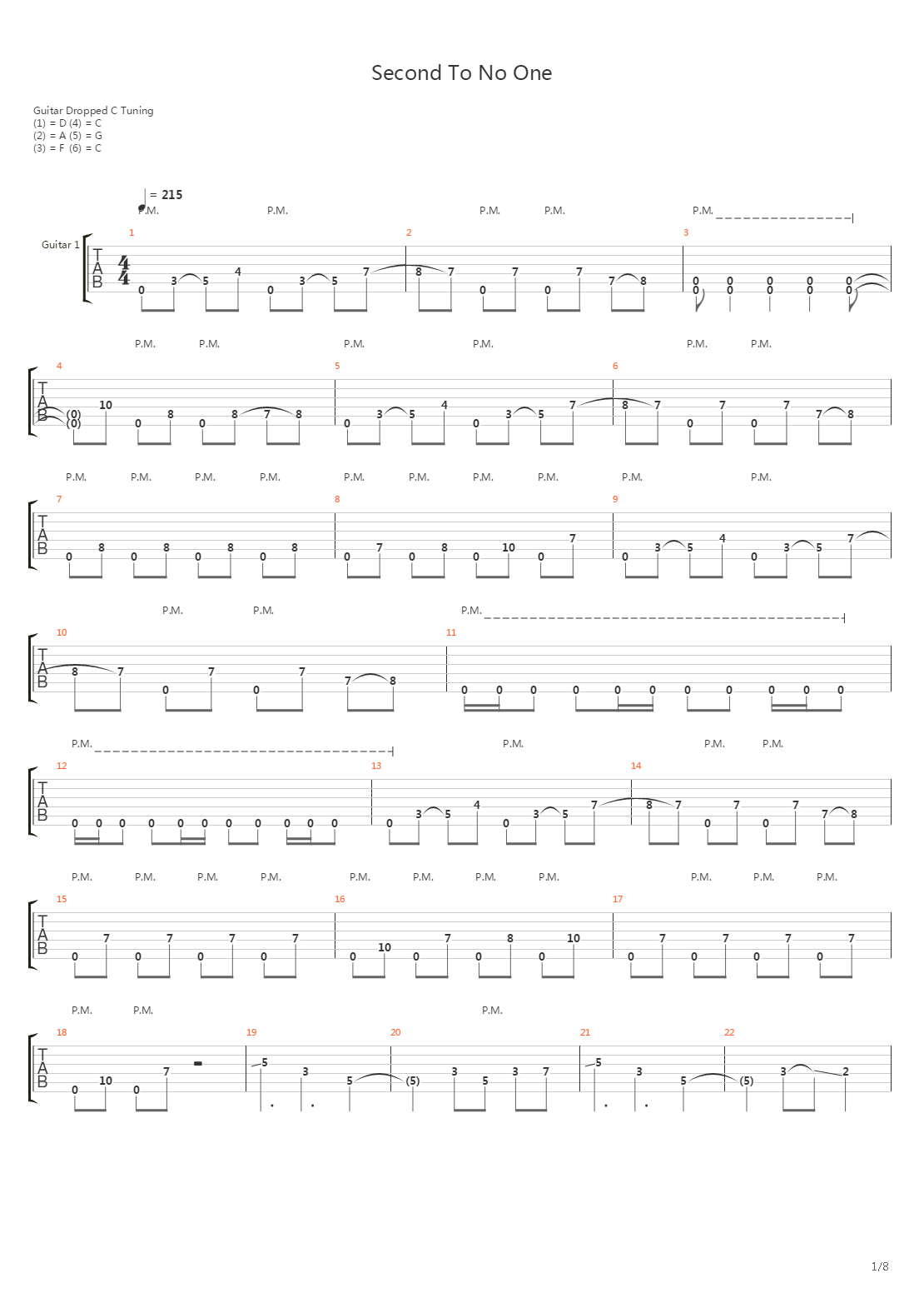 Second To No One吉他谱