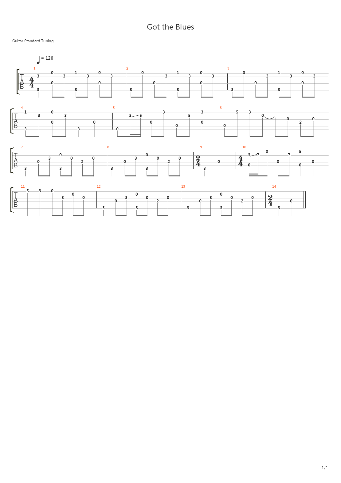 Got The Blues吉他谱