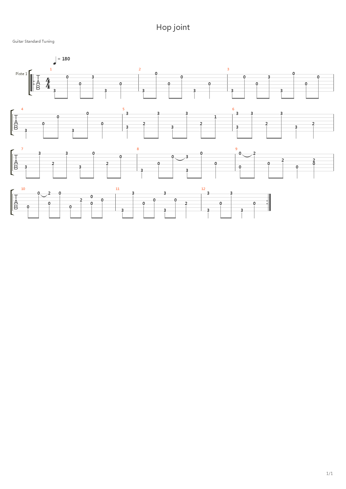 Hop Joint吉他谱