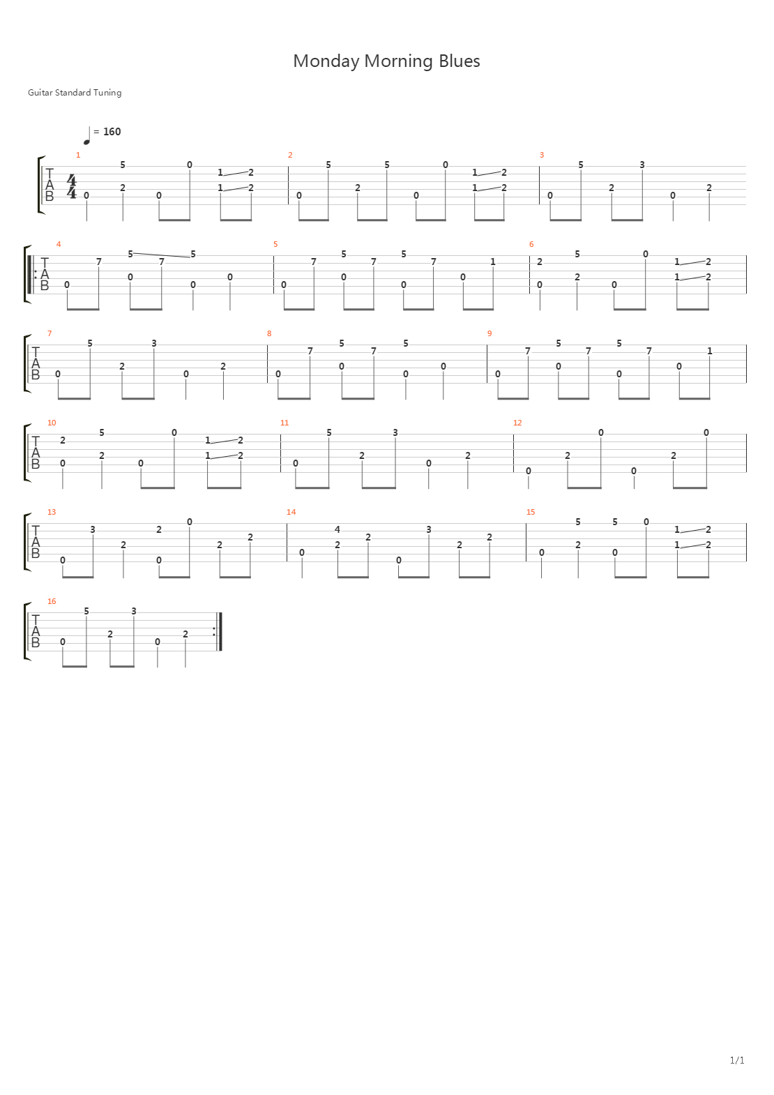 Monday Mornig Blues吉他谱