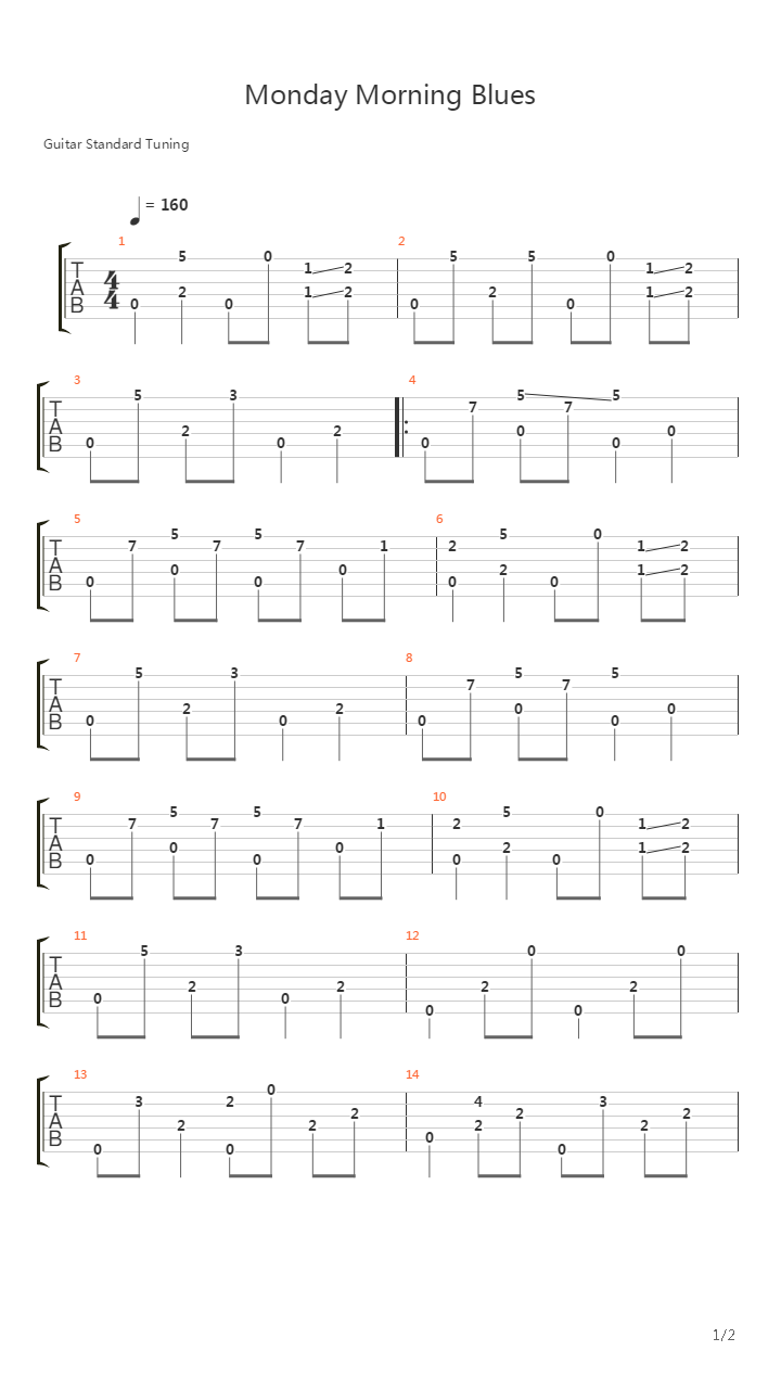Monday Mornig Blues吉他谱