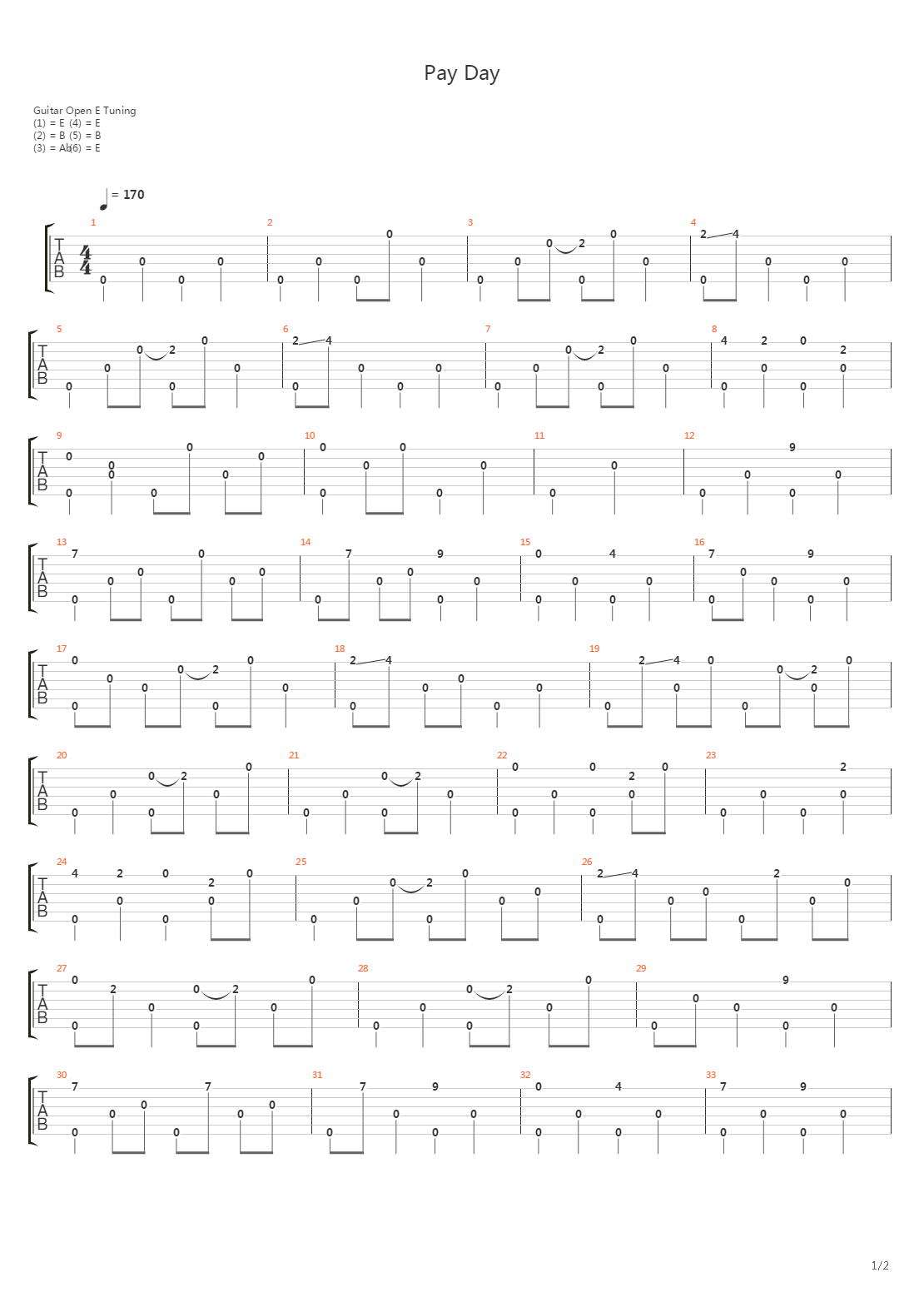 Pay Day吉他谱