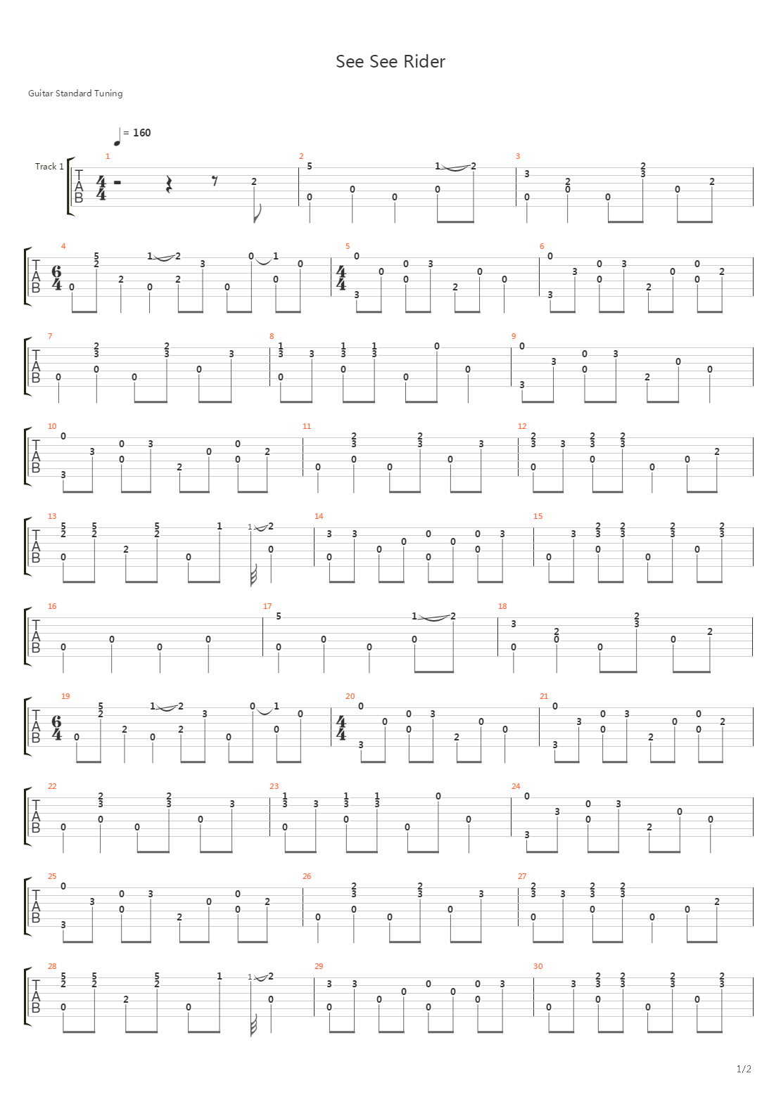 See See Rider吉他谱