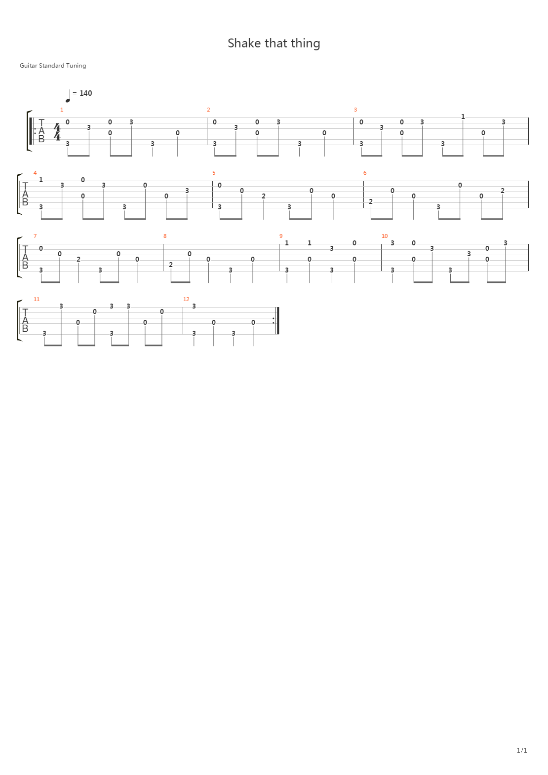 Shake That Thing吉他谱