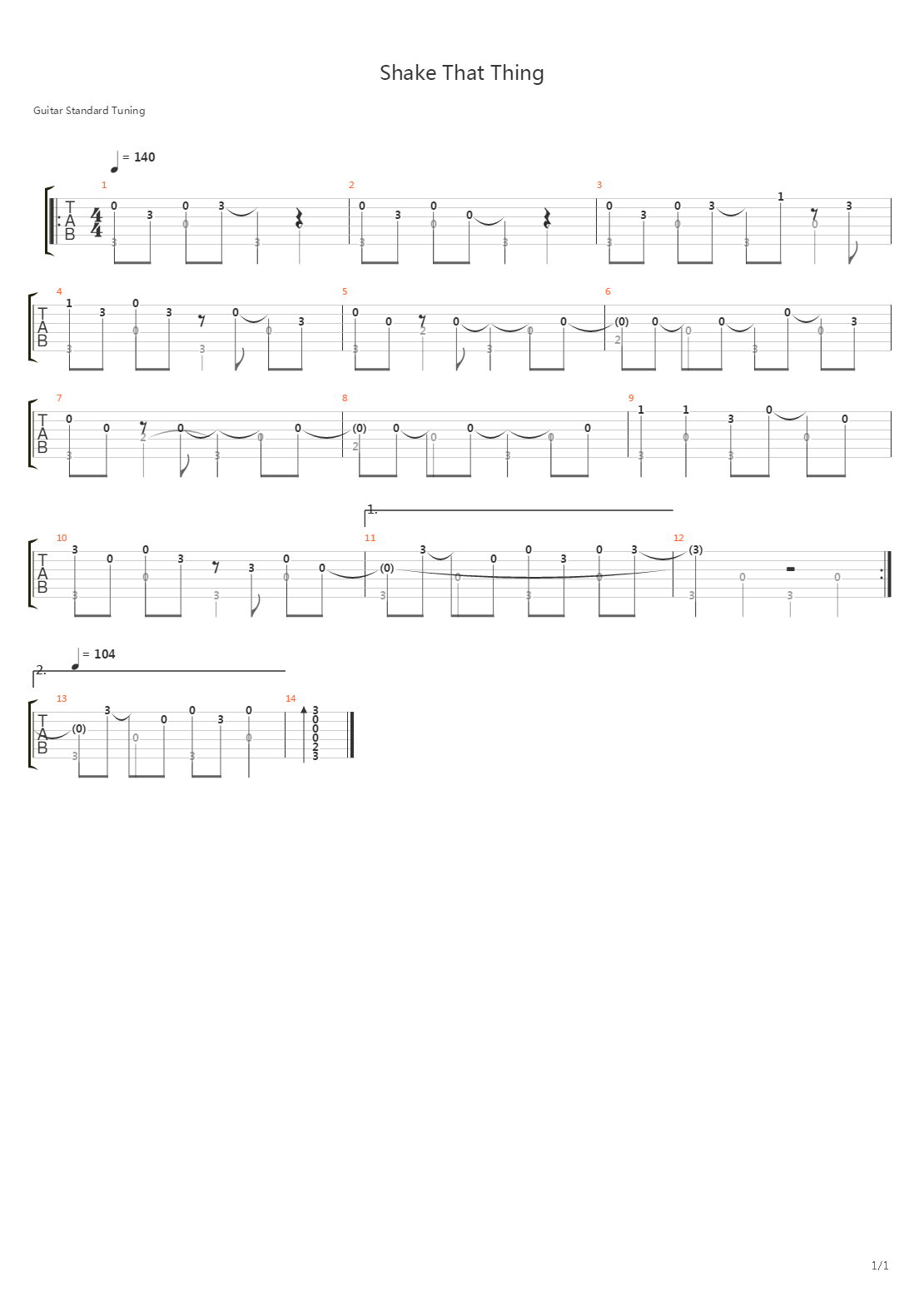 Shake That Thing吉他谱