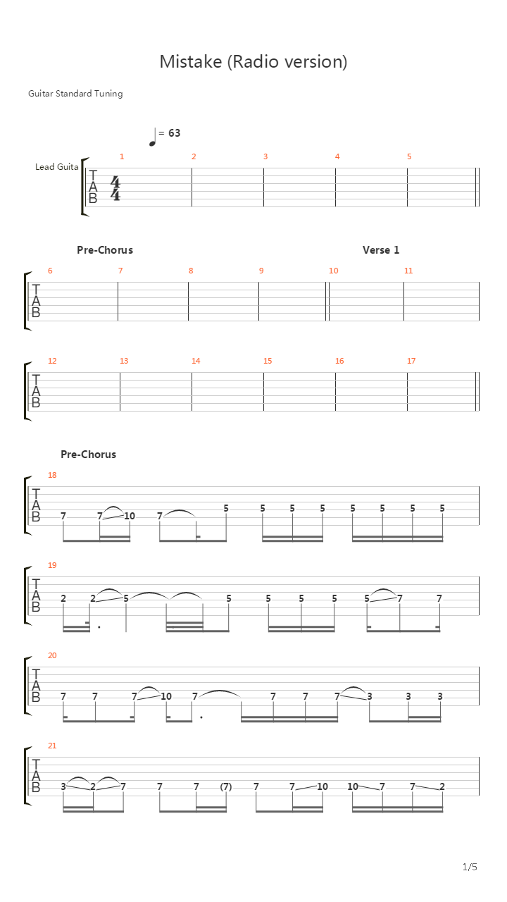 Mistake吉他谱