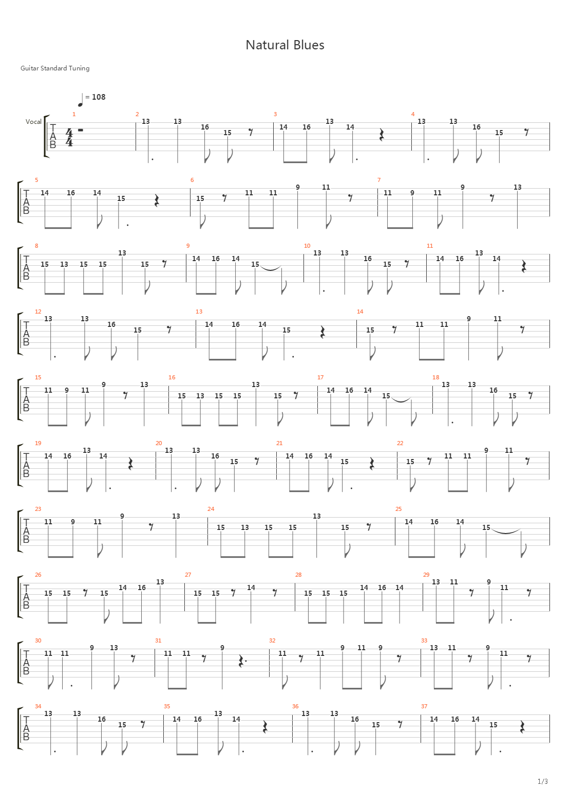 Natural Blues吉他谱