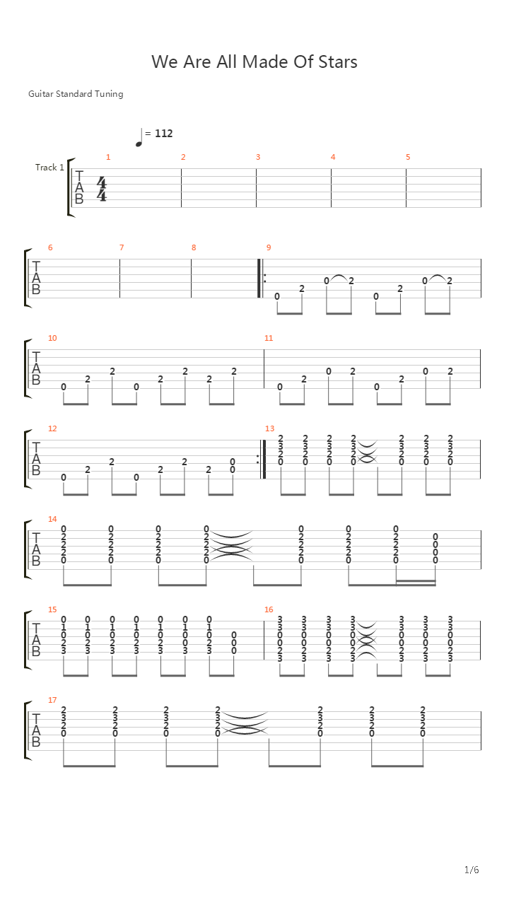 We Are All Made Of Stars吉他谱