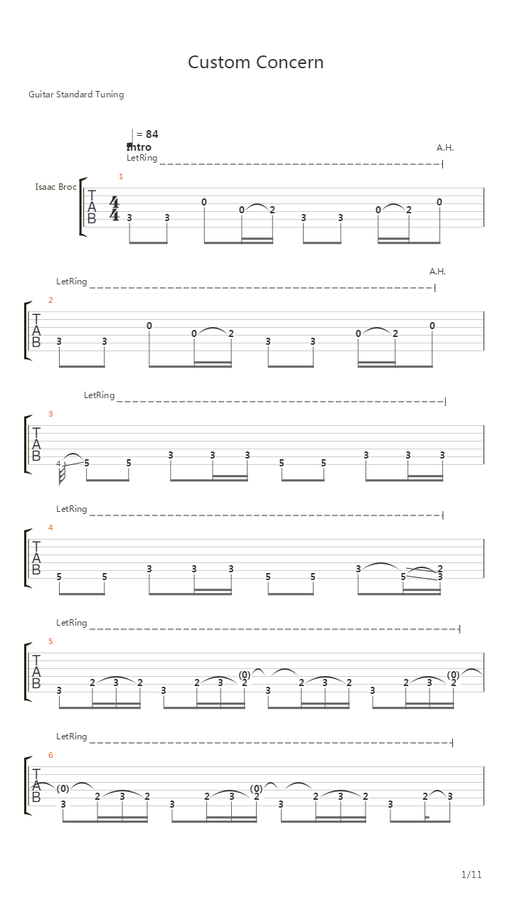 Custom Concern吉他谱