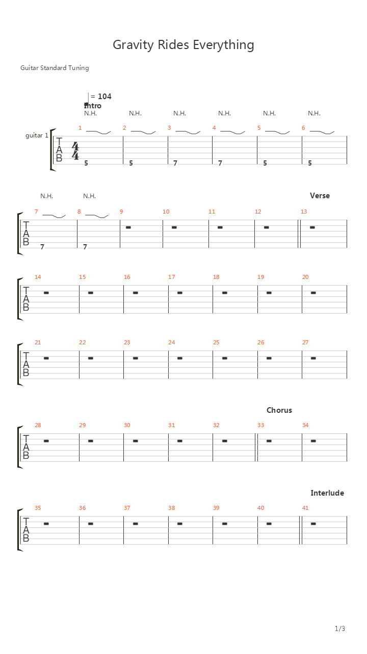 Gravity Rides Everything吉他谱