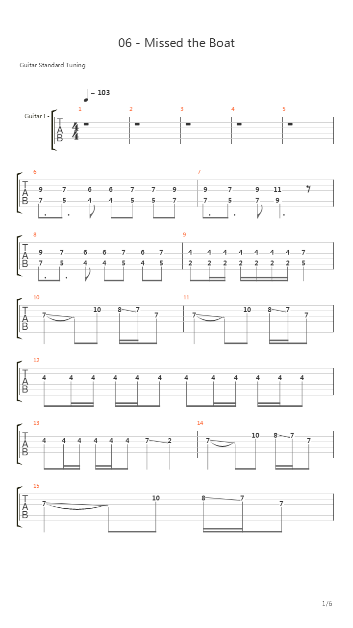 Missed The Boat吉他谱