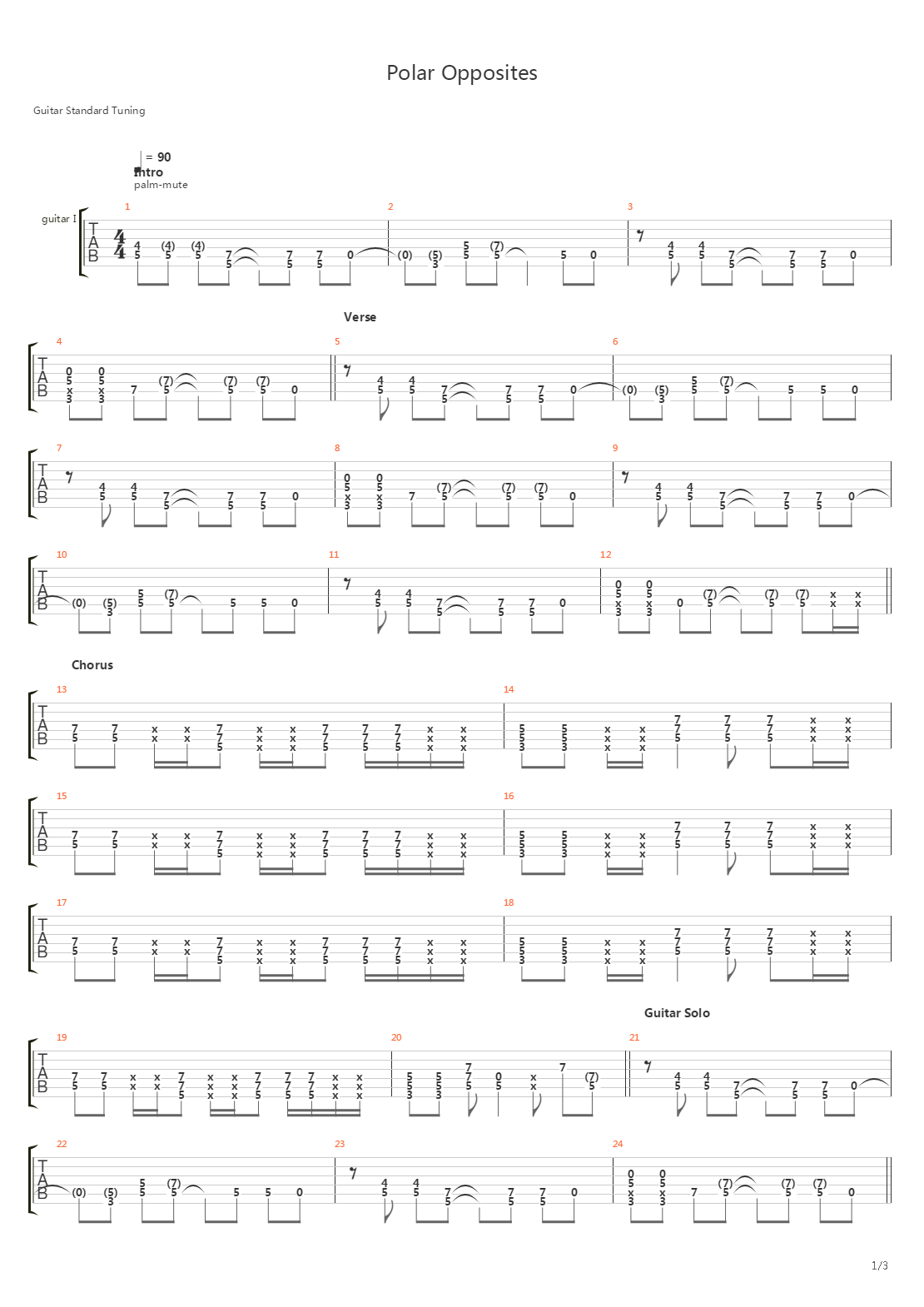 Polar Opposites吉他谱