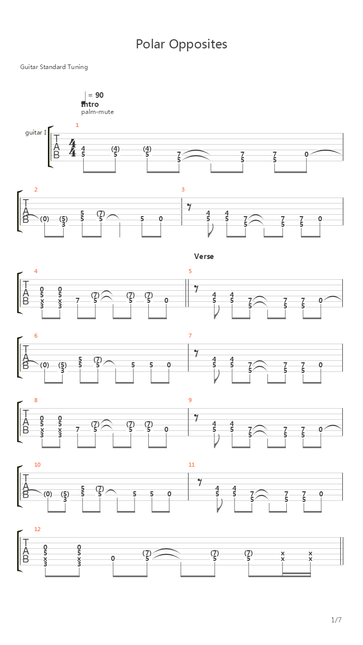 Polar Opposites吉他谱