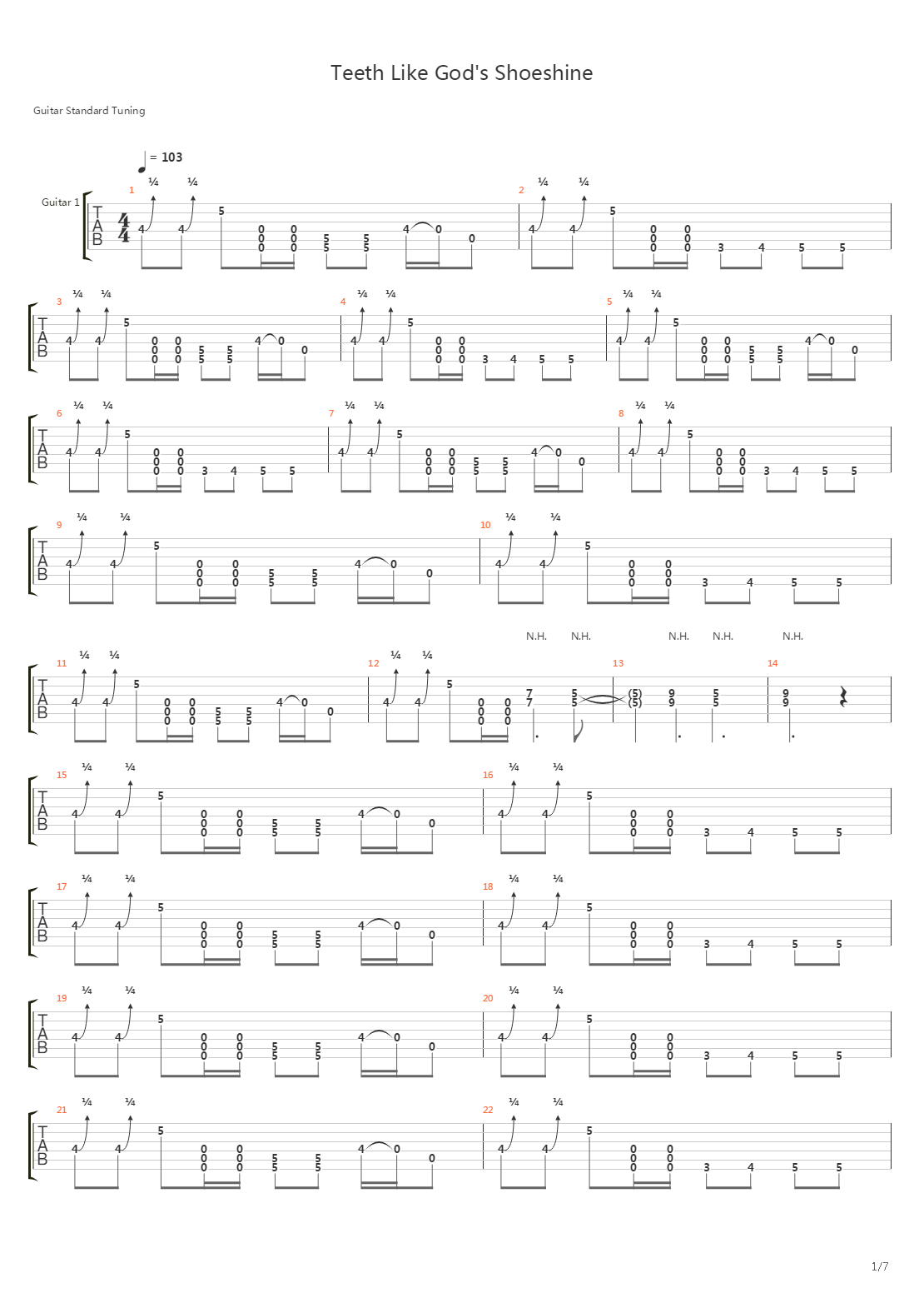Teeth Like Gods Shoeshine吉他谱