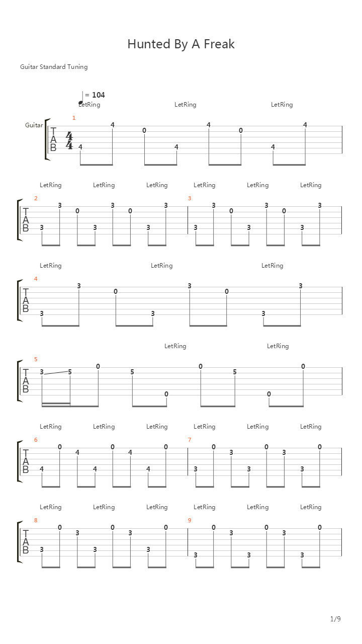 Hunted By A Freak吉他谱