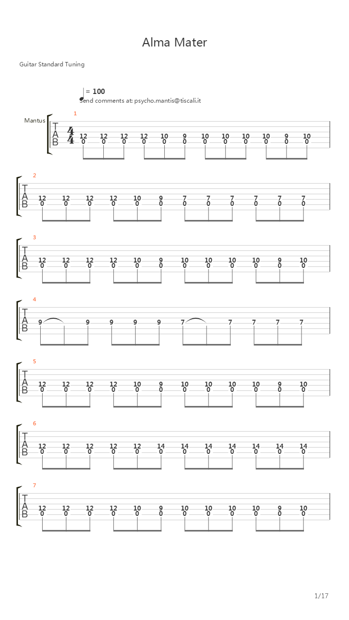 Alma Mater吉他谱