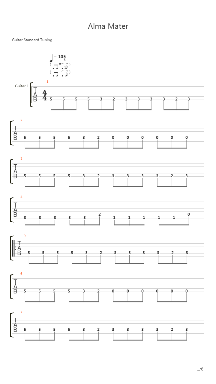 Alma Mater吉他谱