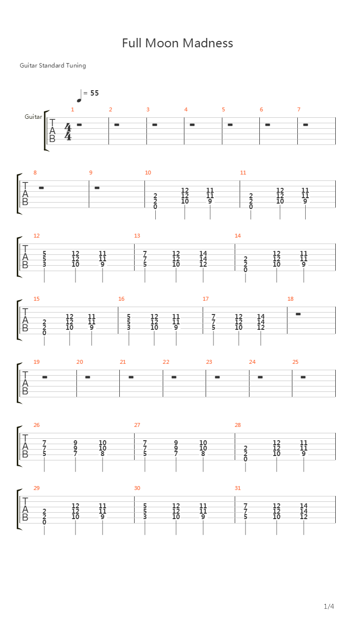 Full Moon Madness吉他谱