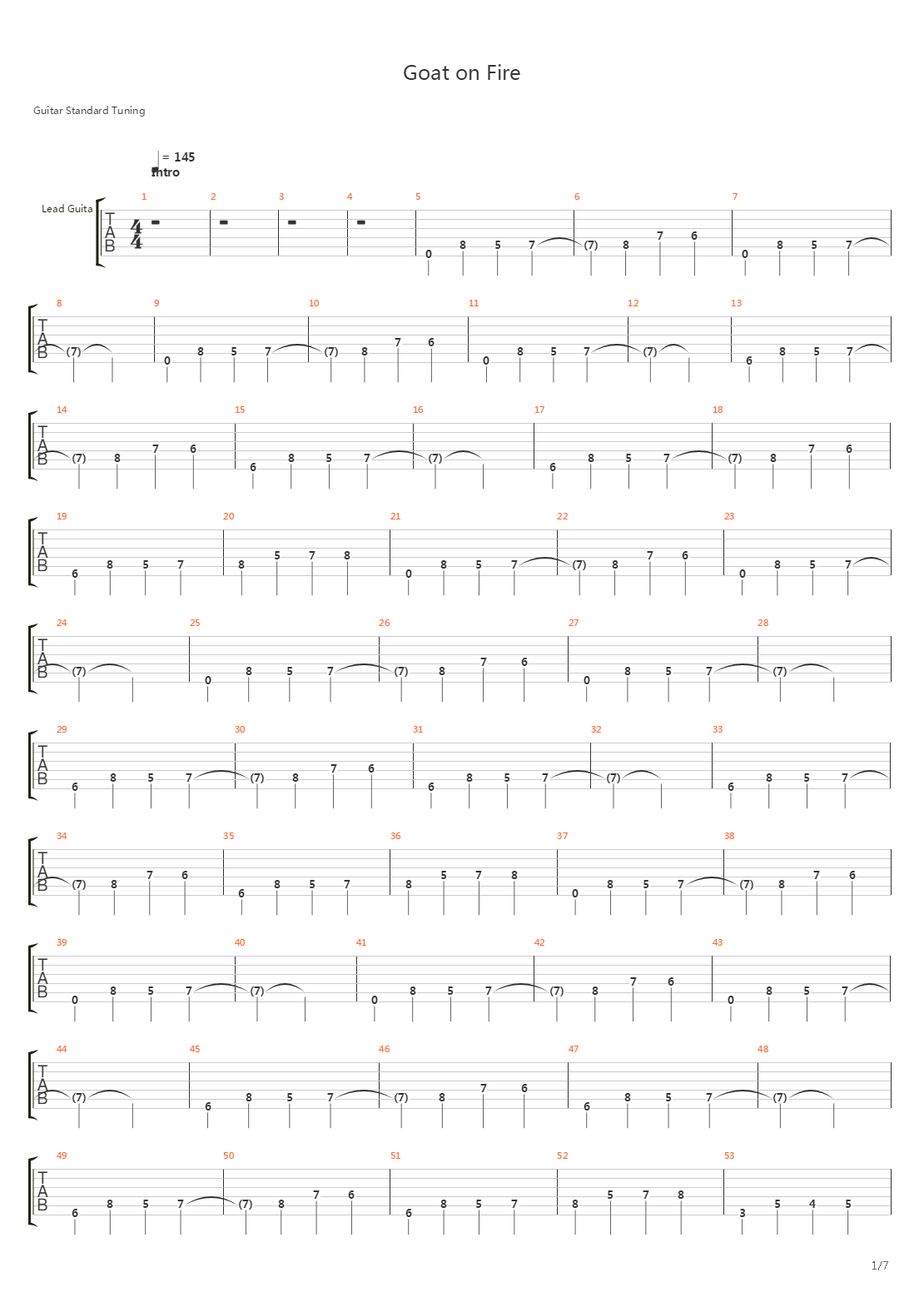 Goat On Fire吉他谱