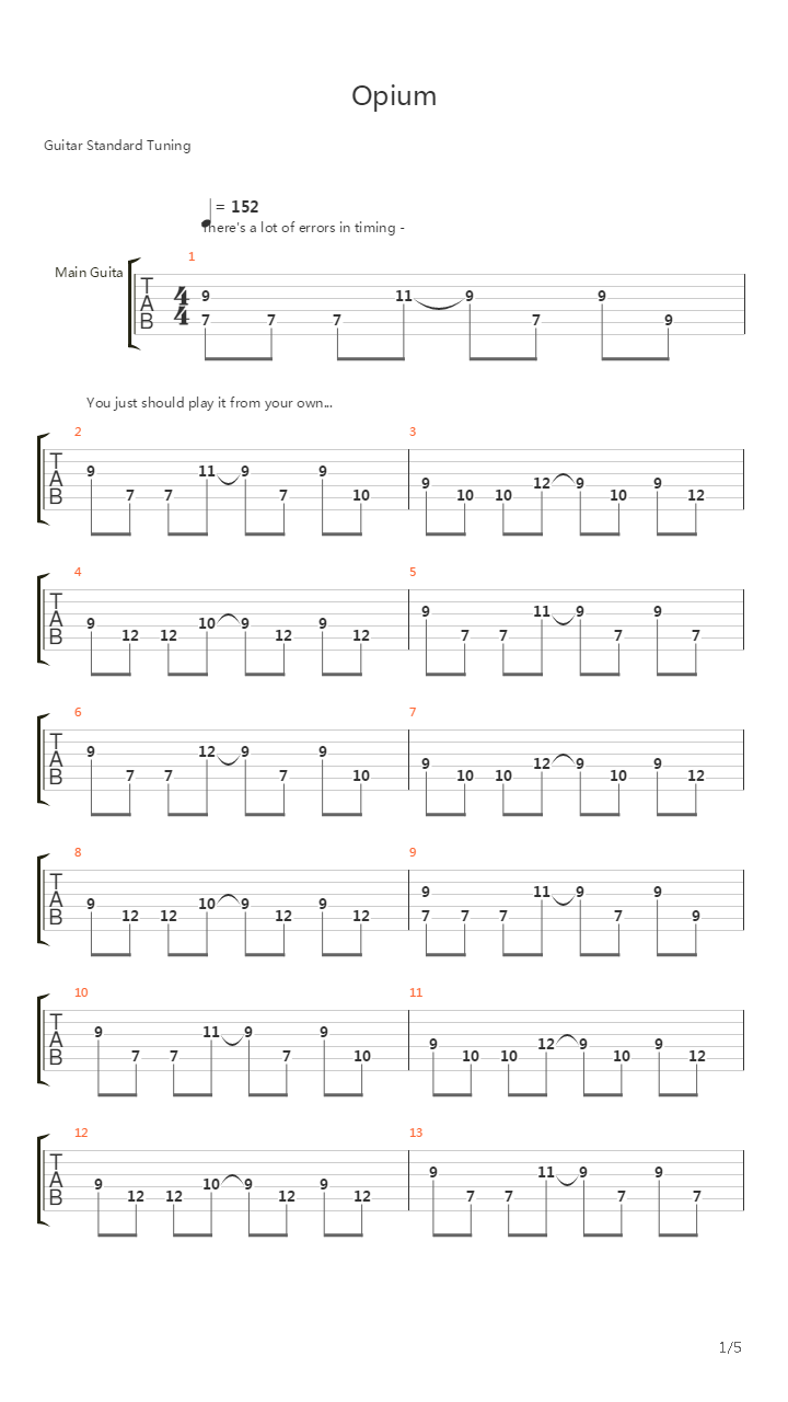 Opium吉他谱