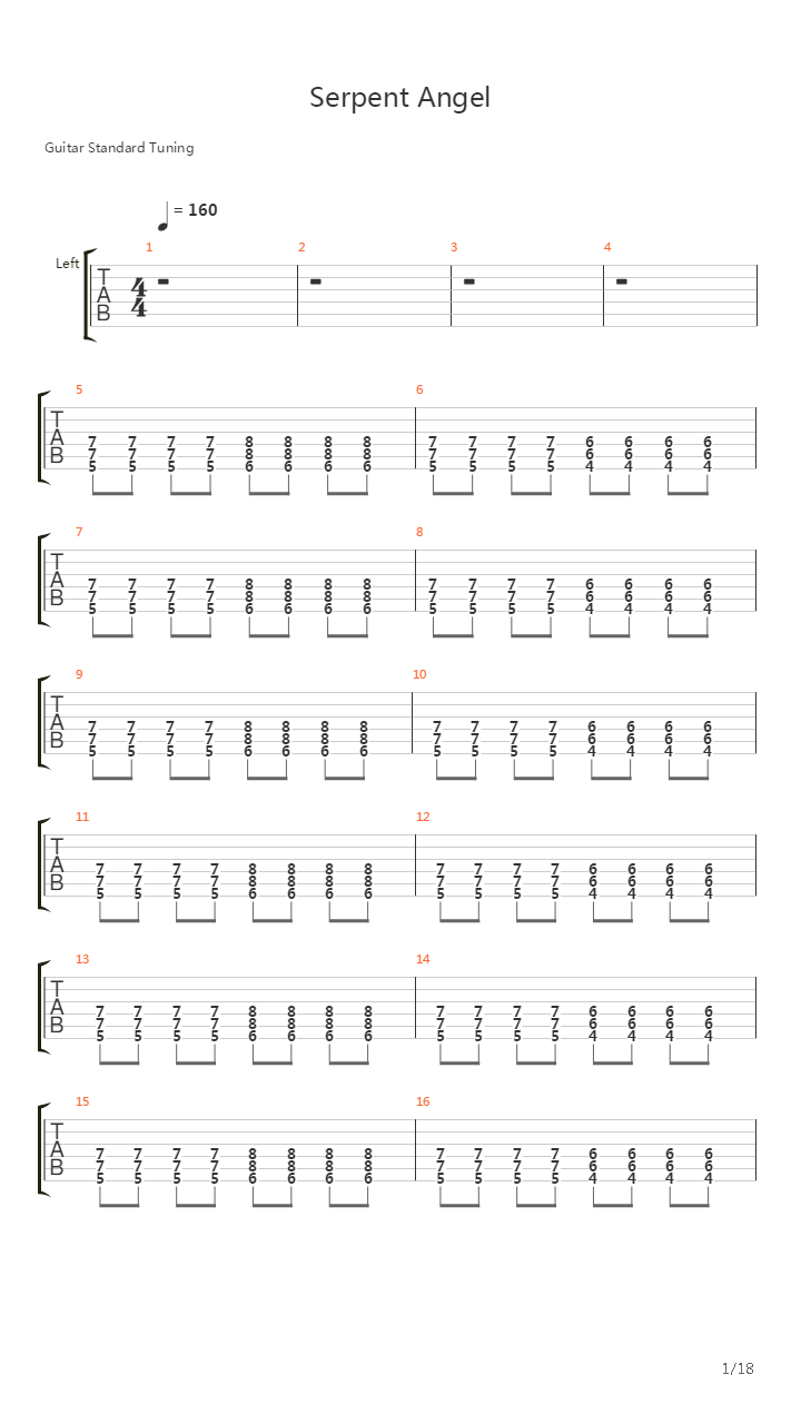 Serpent Angel吉他谱