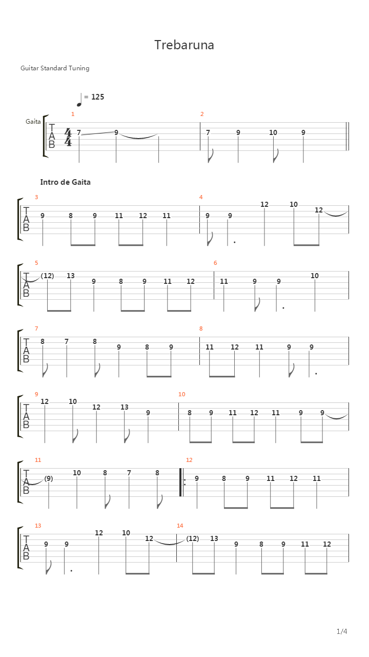Trebaruna吉他谱