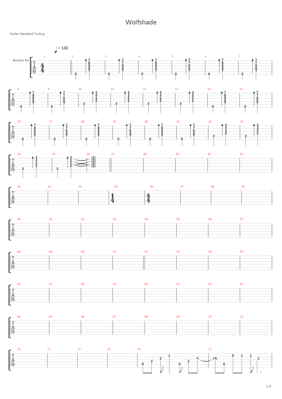 Wolfshade A Werewolf Masquerade吉他谱