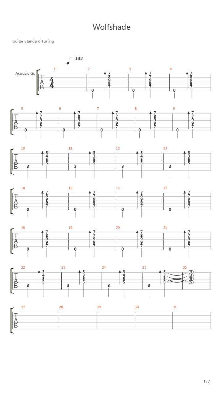 Wolfshade A Werewolf Masquerade吉他谱