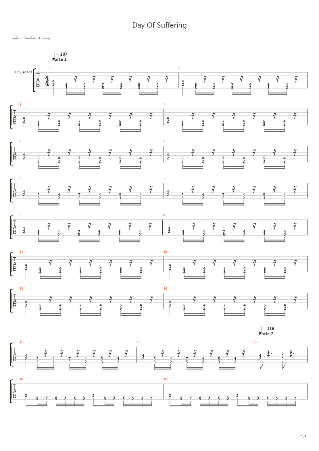 Day Of Suffering吉他谱