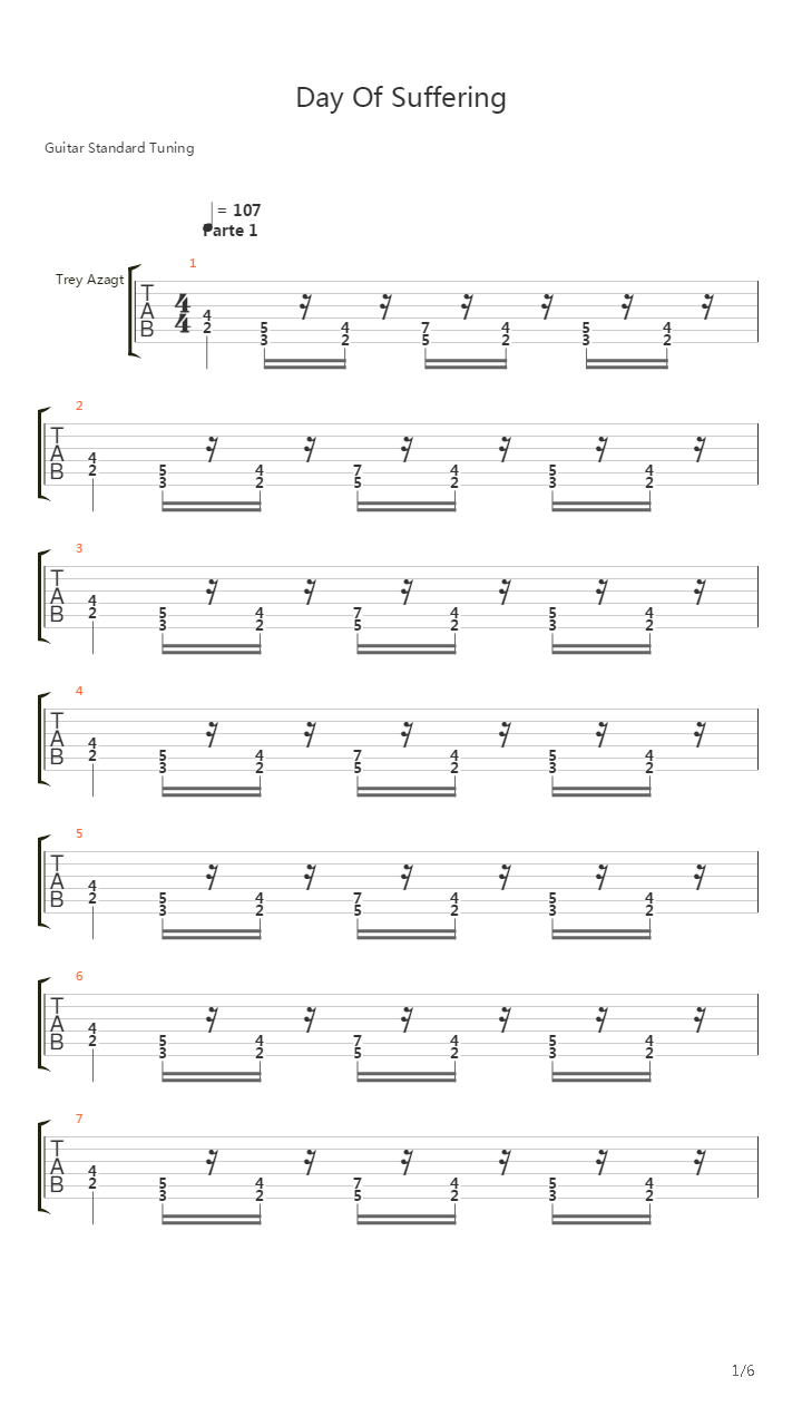 Day Of Suffering吉他谱