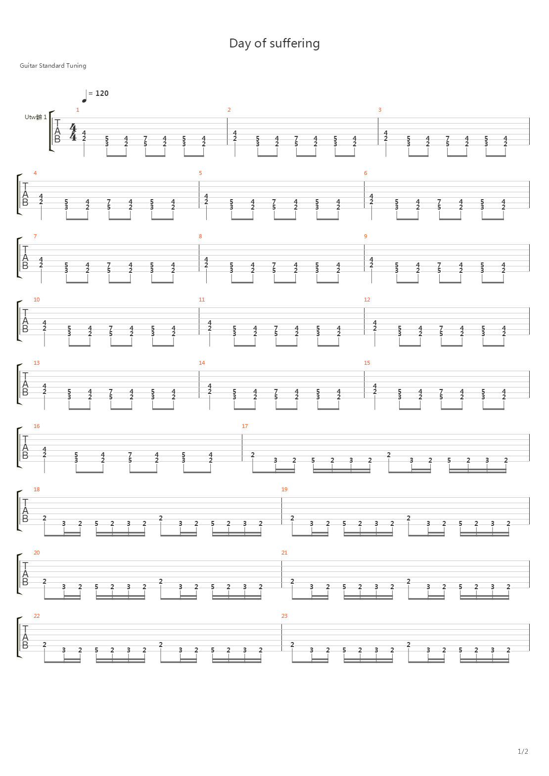 Day Of Suffering吉他谱