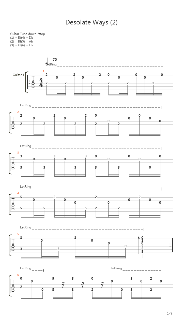 Desolate Ways吉他谱