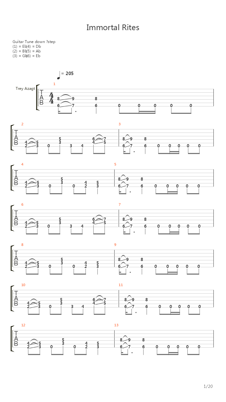 Immortal Rites吉他谱