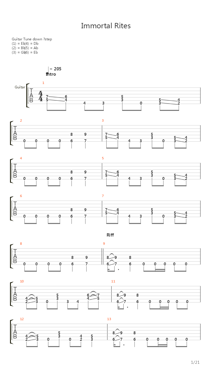 Immortal Rites吉他谱