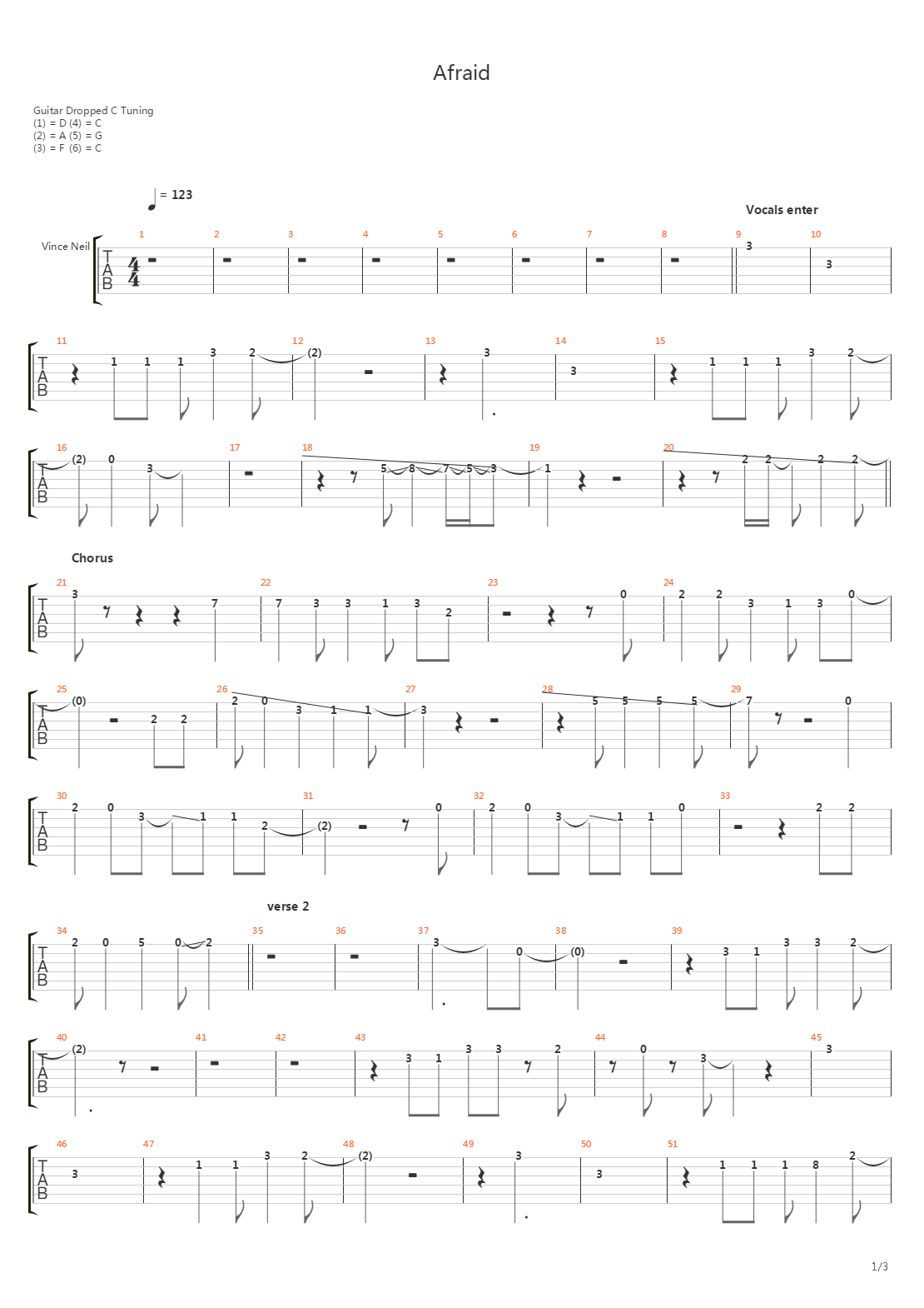 Afraid吉他谱