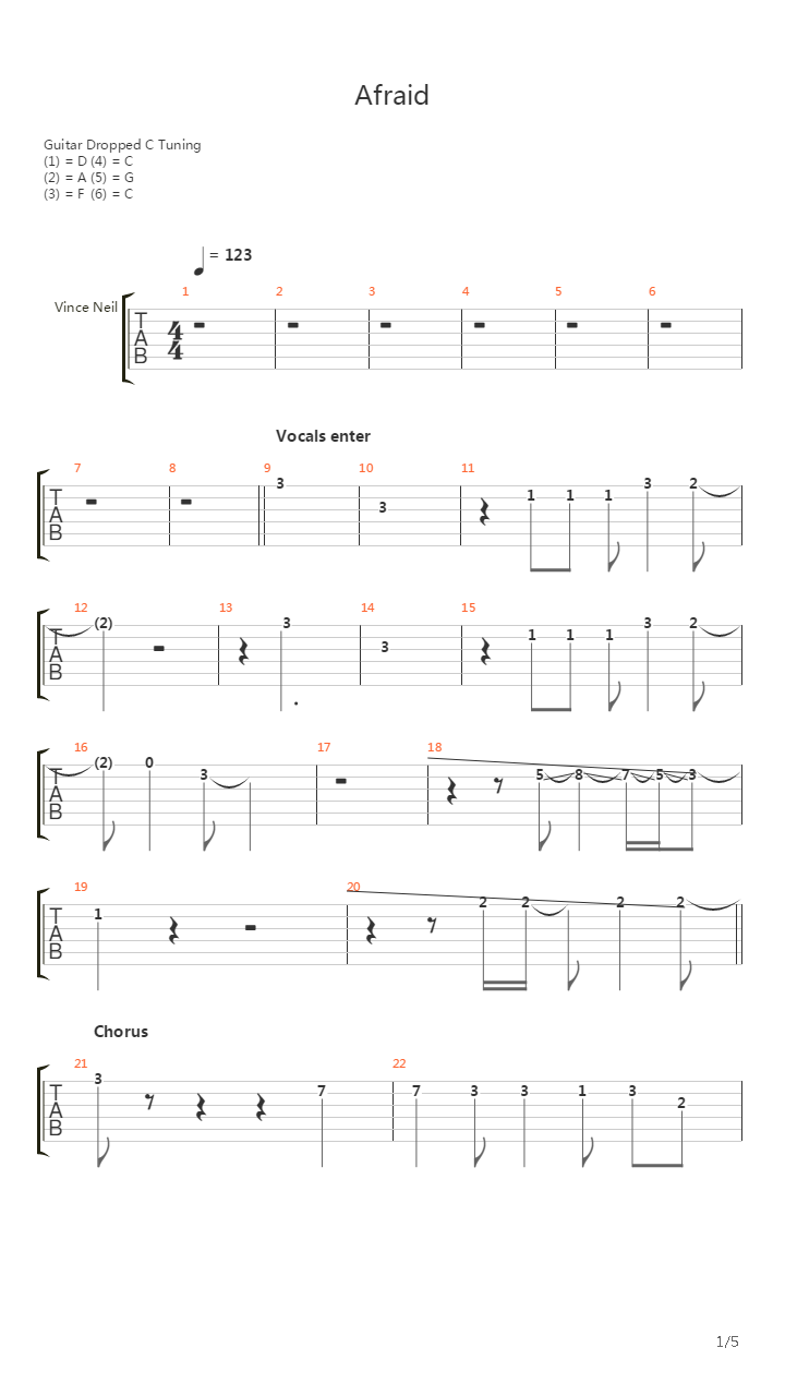 Afraid吉他谱
