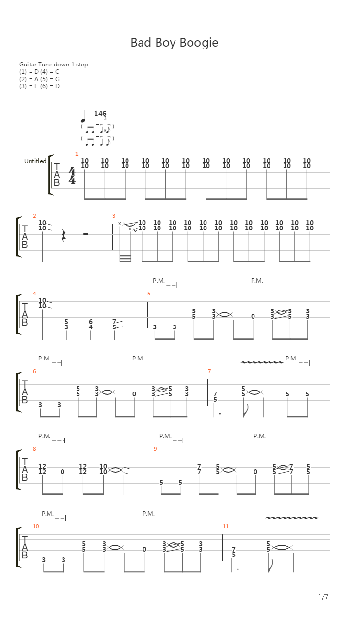 Bad Boy Boogie吉他谱