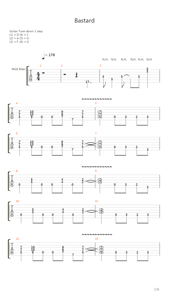 Bastard吉他谱