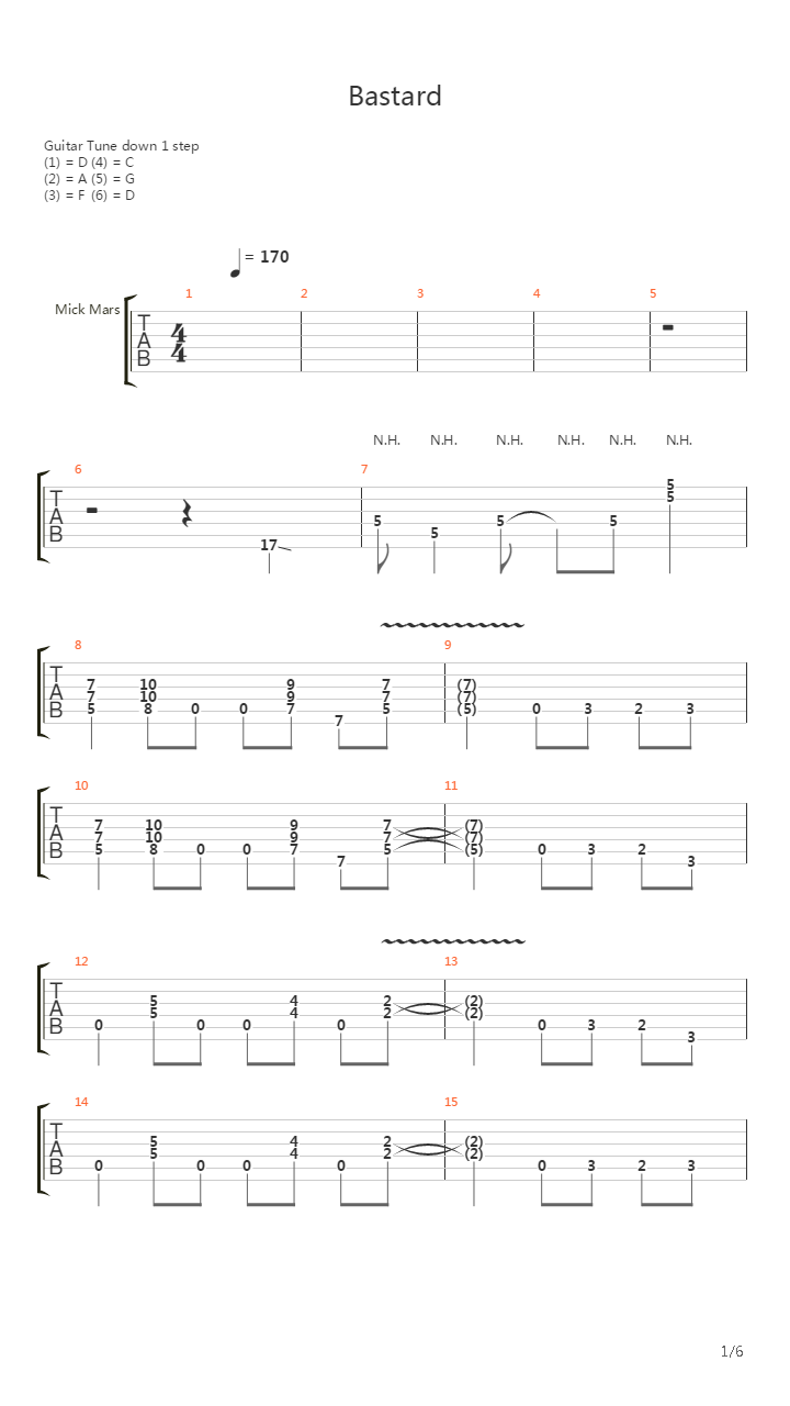 Bastard吉他谱
