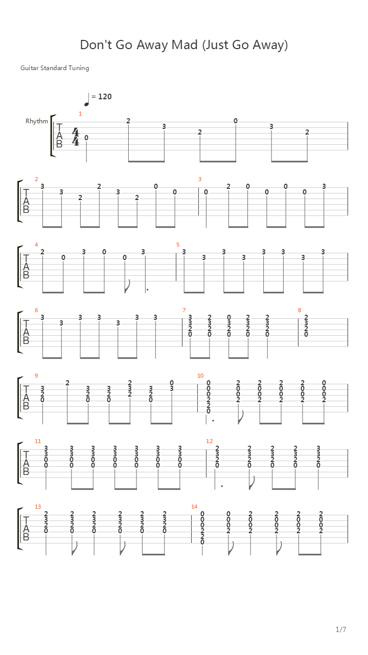 Dont Go Away Mad吉他谱