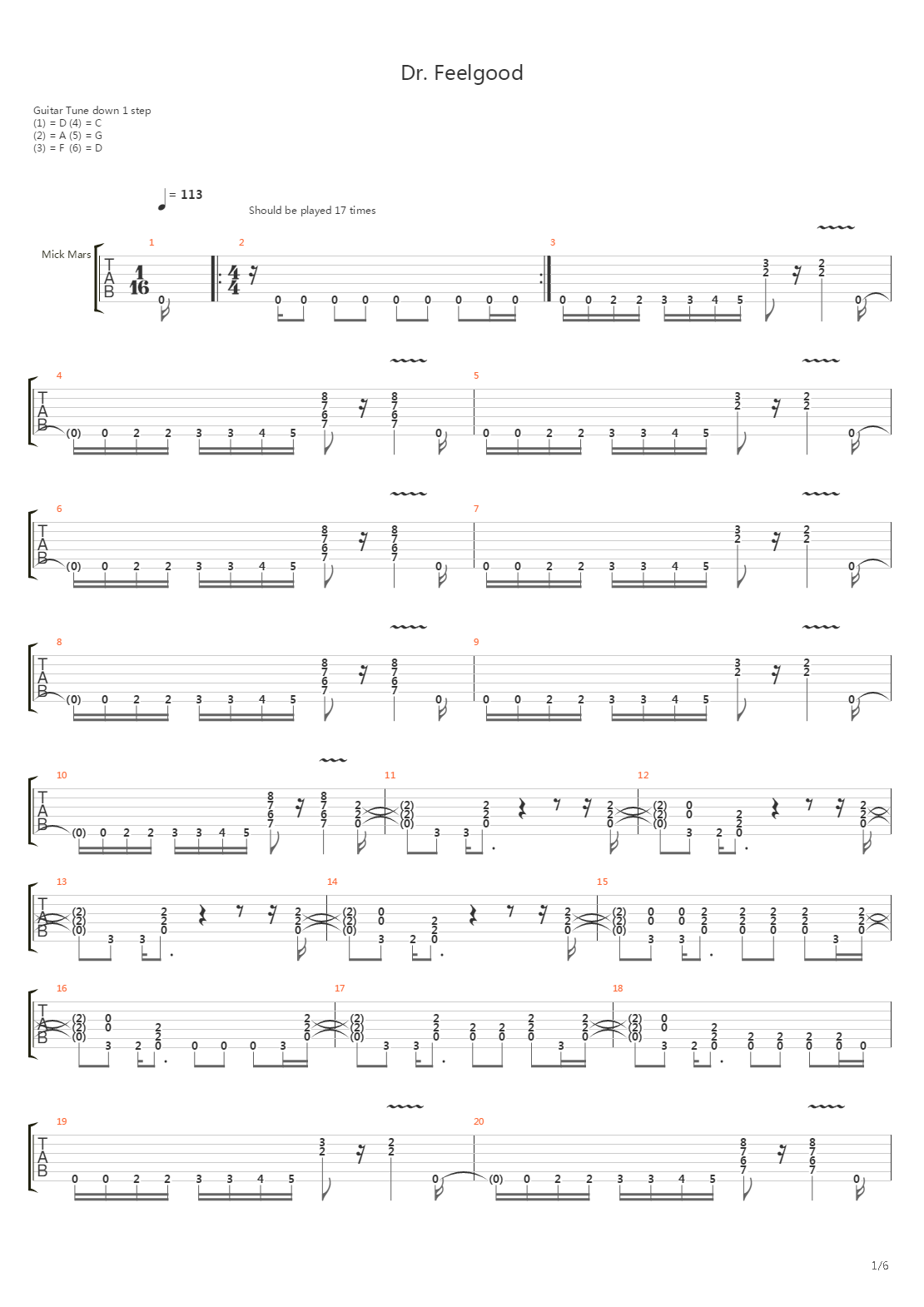 Dr Feelgood吉他谱