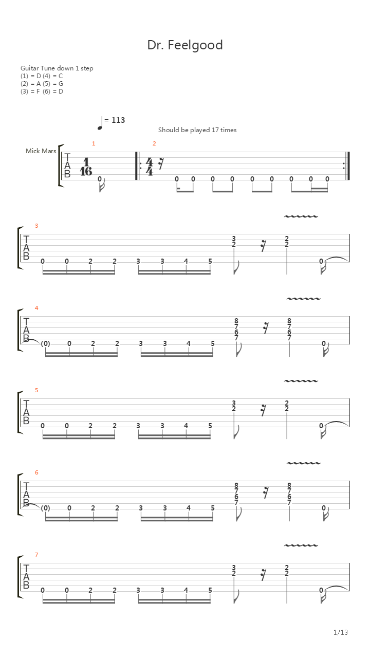 Dr Feelgood吉他谱